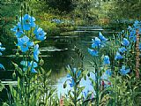 Peter Ellenshaw Blue Poppies painting